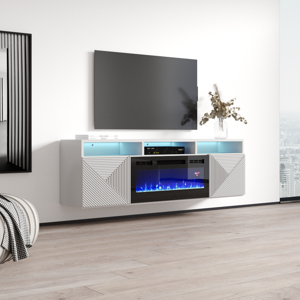 Giza BL-EF Floating Fireplace TV Stand - Meble Furniture