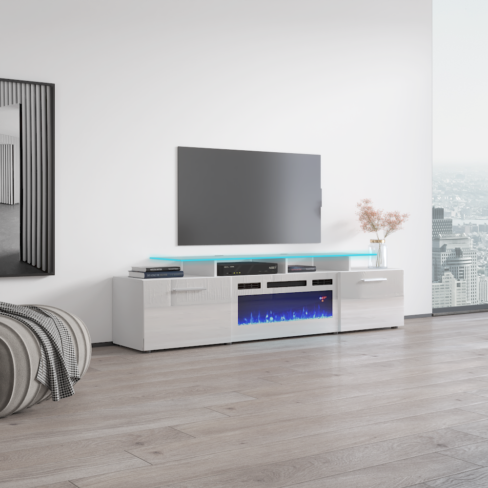 White gloss tv stand with fireplace deals