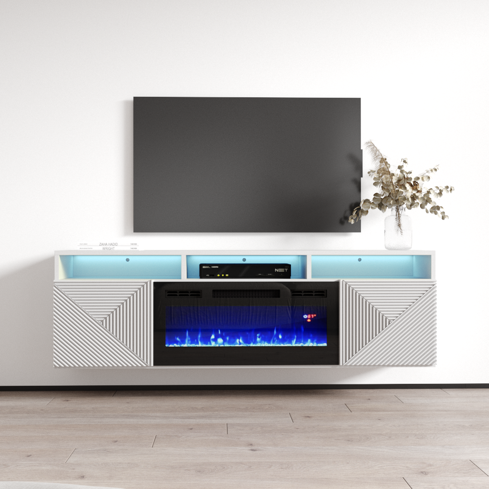 Giza BL-EF Floating Fireplace TV Stand - Meble Furniture