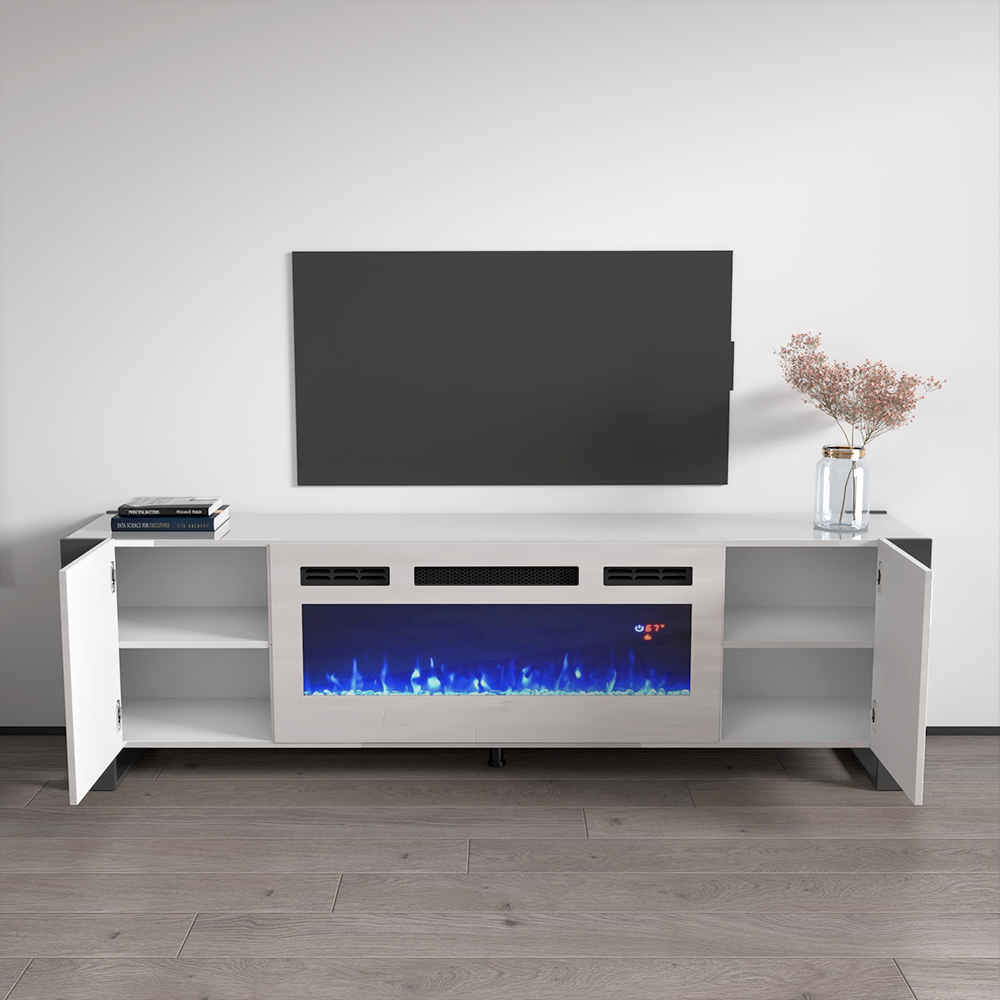 Turquoise tv on sale stand with fireplace