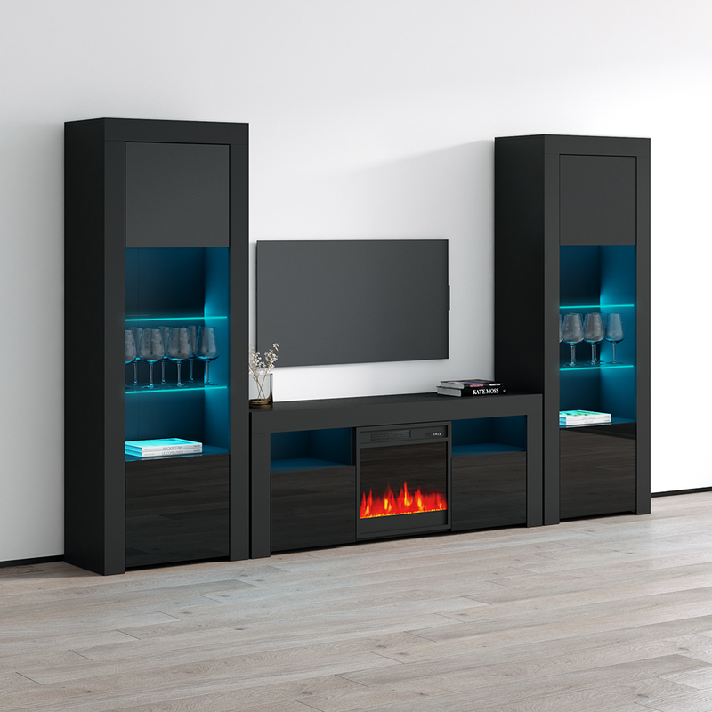 Milano 145EF-BK-BK Fireplace Entertainment Center - Meble Furniture