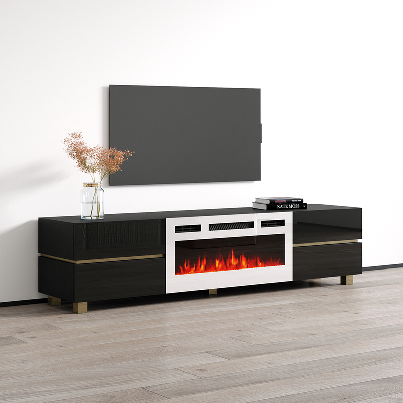 Bono 01 WH-EF Fireplace TV Stand - Meble Furniture