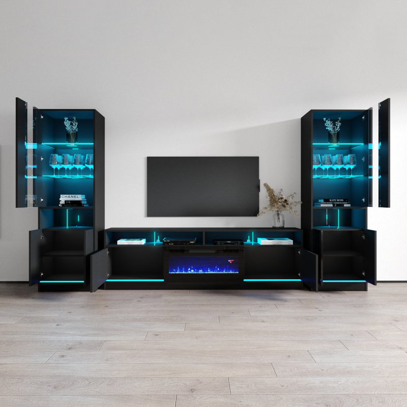 Disparo BL05-BK-BK Fireplace Entertainment Center - Meble Furniture