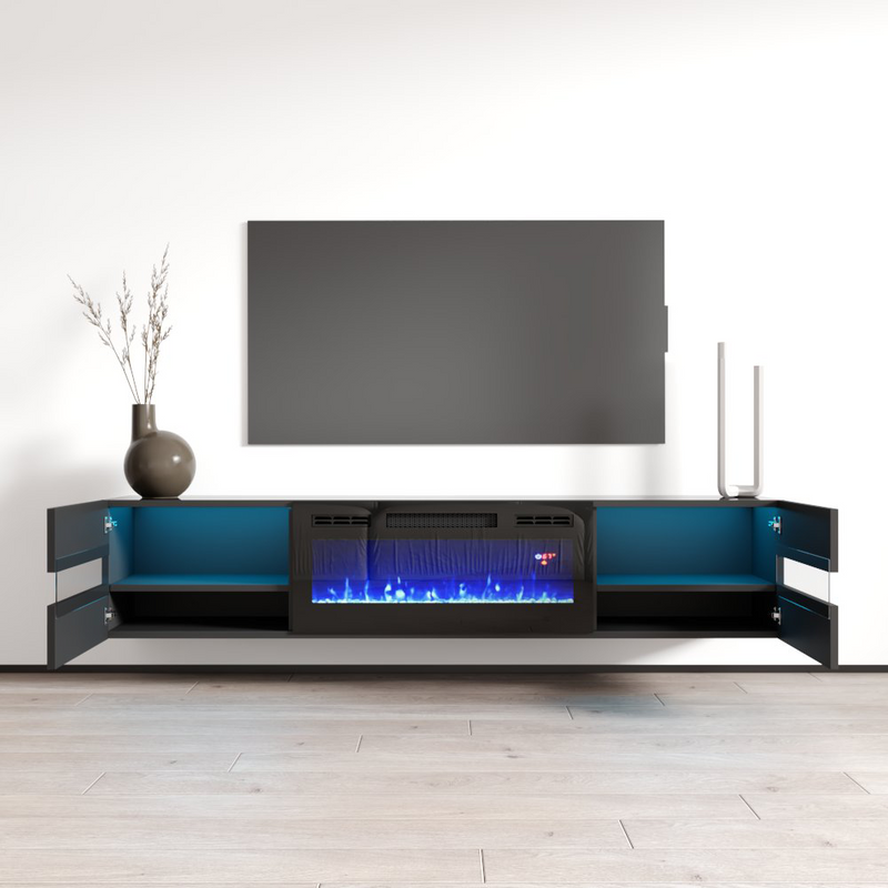 Metro BL-EF Floating Fireplace TV Stand - Meble Furniture