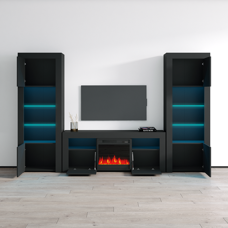 Milano 145EF-BK-BK Fireplace Entertainment Center - Meble Furniture