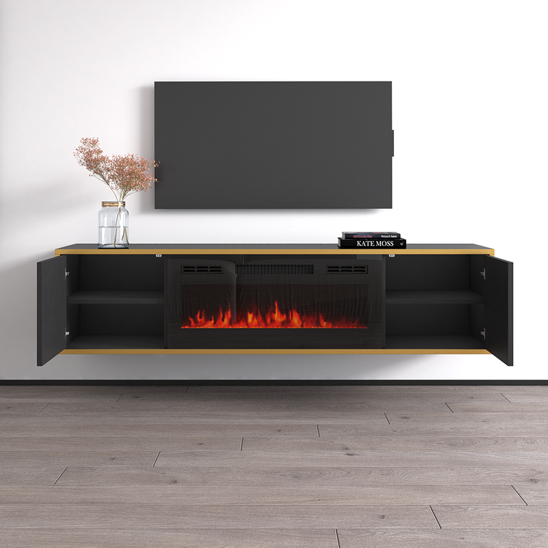 Goldie BL-EF Floating Fireplace TV Stand - Meble Furniture