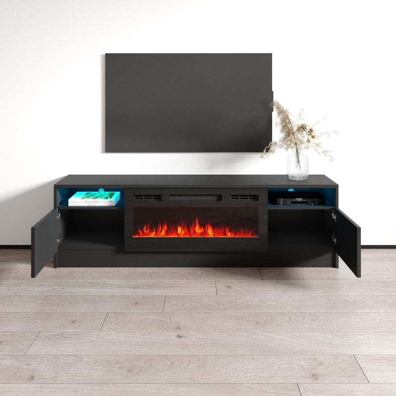 Duke 01 BL-EF Electric Fireplace 63" TV Stand - Meble Furniture