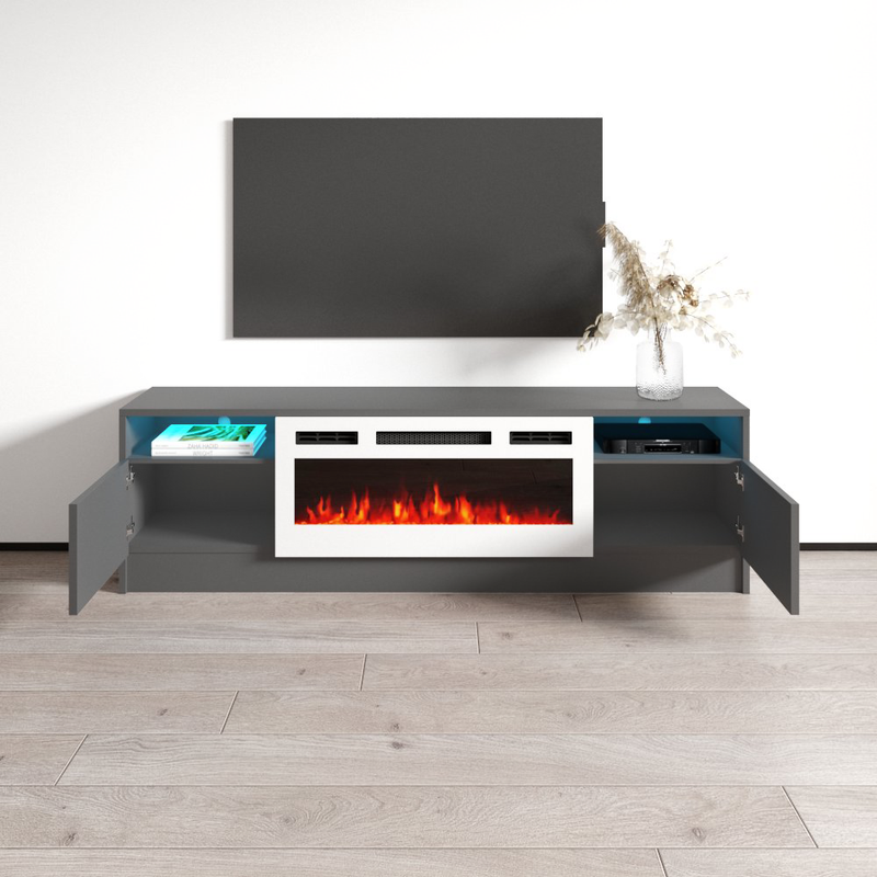 Duke 01 WH-EF Fireplace TV Stand - Meble Furniture