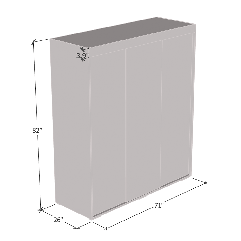 Aria 3 Door 71" Wardrobe with All Mirror Fronts - Meble Furniture