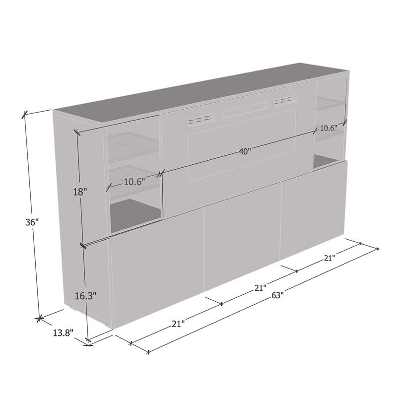 Komi WH03 Electric Fireplace 63" Sideboard - Meble Furniture