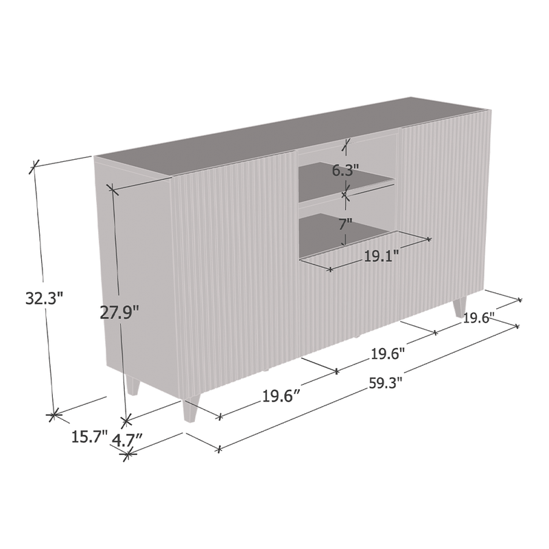 Pafos 2D1S 59" Sideboard - Meble Furniture