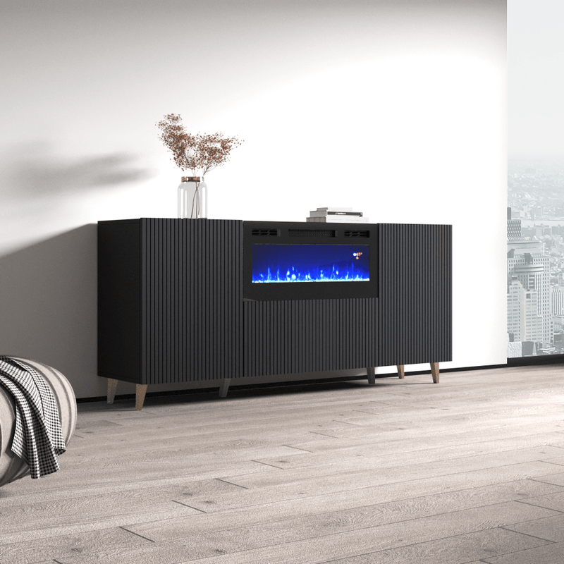Pafos BL-EF Electric Fireplace 71" Sideboard - Meble Furniture