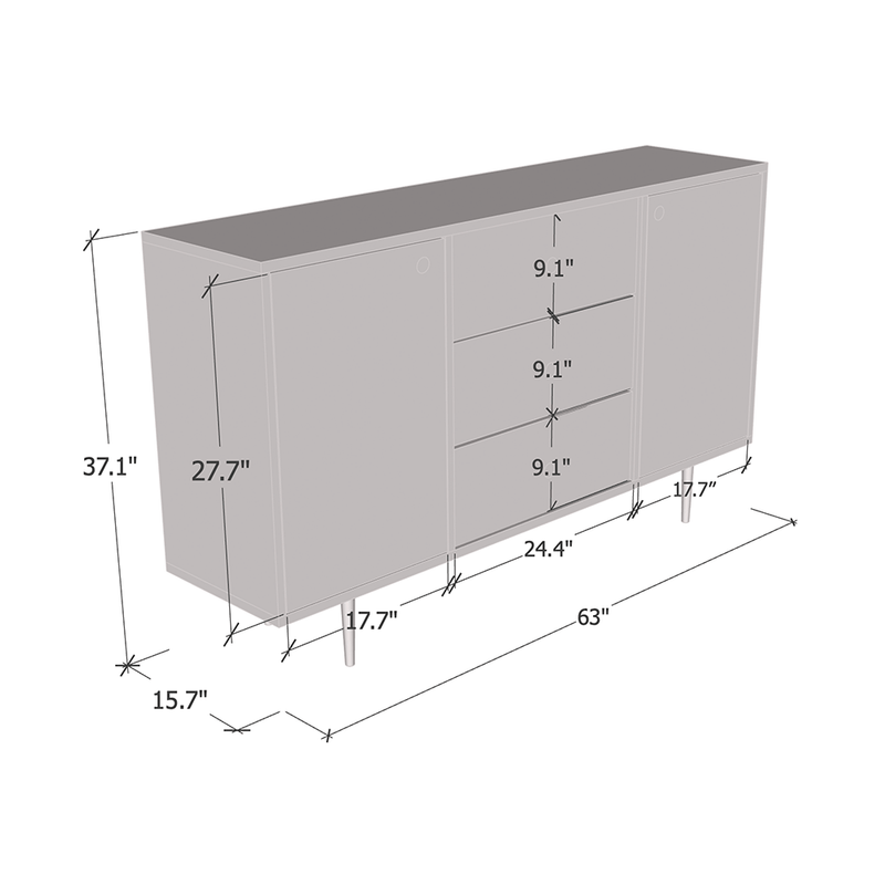 Rose 03 63" Sideboard - Meble Furniture