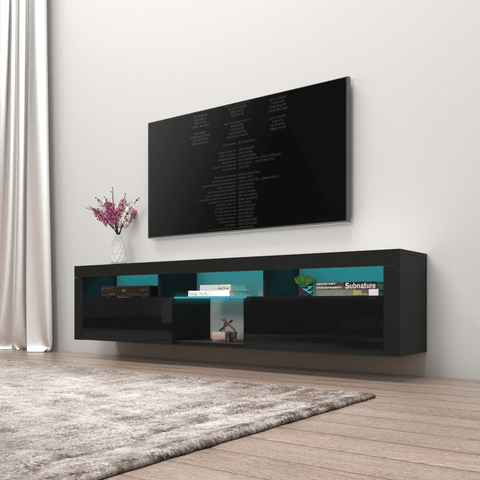 floating entertainment center with doors