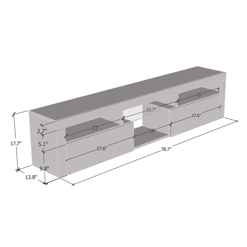 Bari 200 Wall Mounted Floating 79" TV Stand - Meble Furniture