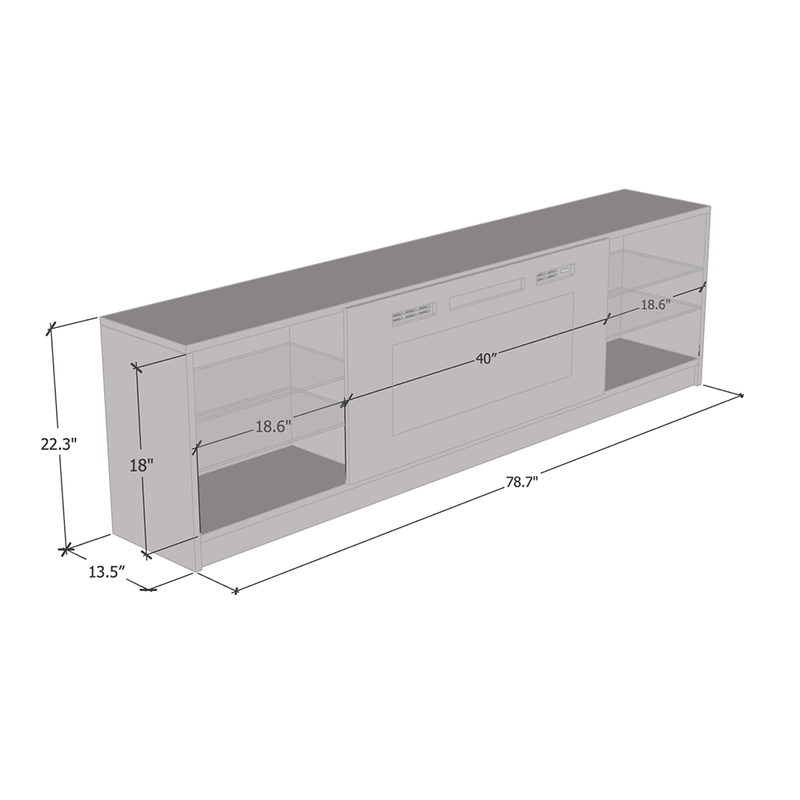 Boston WH01 Electric Fireplace 79" TV Stand - Meble Furniture