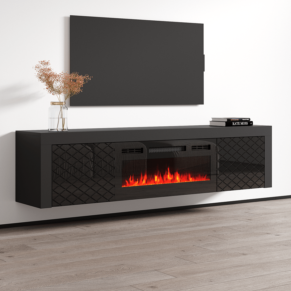 Dia BL EF Floating Fireplace TV Stand Meble Furniture