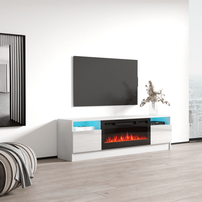 Duke 01 BL-EF Electric Fireplace 63" TV Stand - Meble Furniture