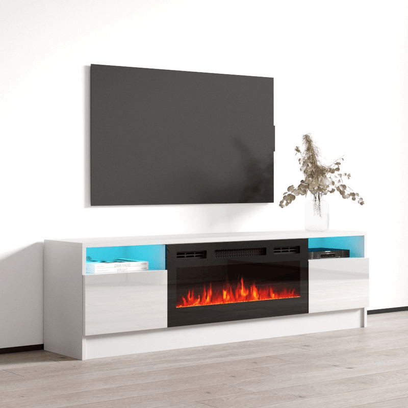 Duke 01 BL-EF Electric Fireplace 63" TV Stand - Meble Furniture