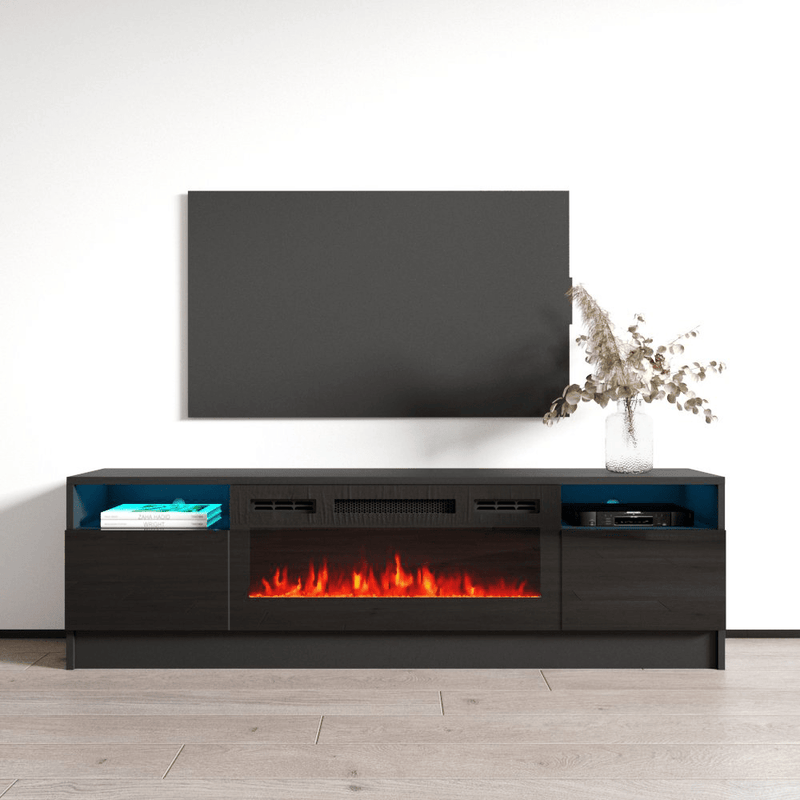 Duke 01 BL-EF Electric Fireplace 63" TV Stand - Meble Furniture