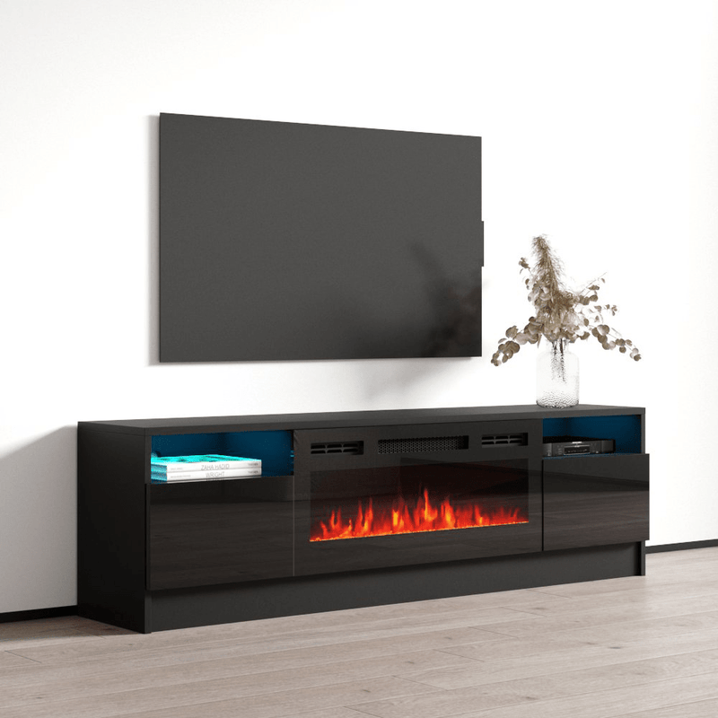 Duke 01 BL-EF Electric Fireplace 63" TV Stand - Meble Furniture