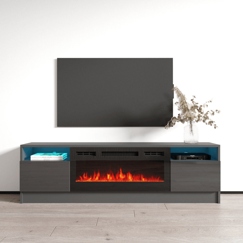 Duke 01 BL-EF Electric Fireplace 63" TV Stand - Meble Furniture