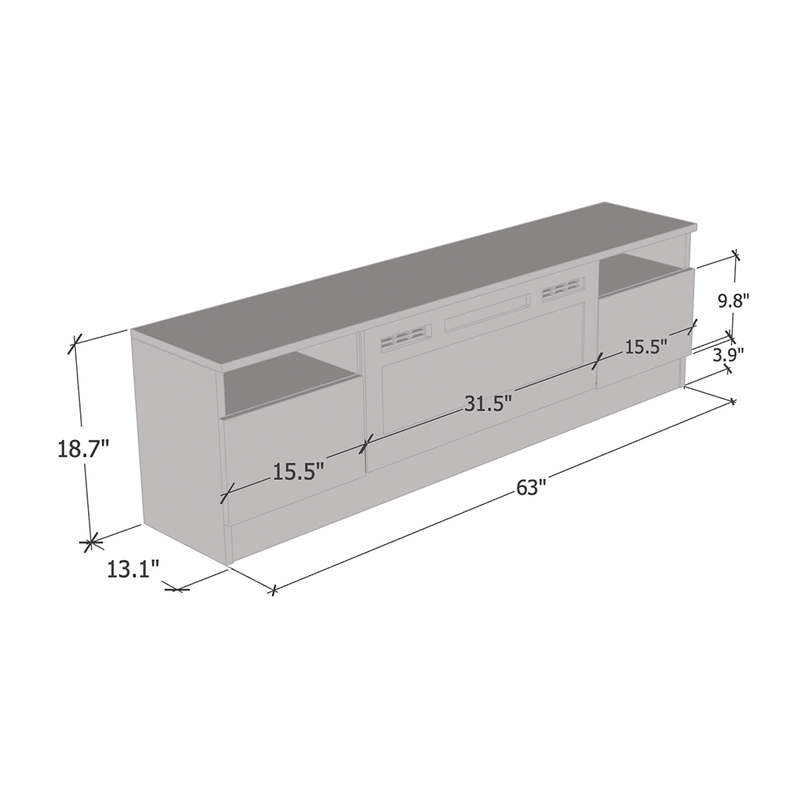 Duke 01 BL-EF Electric Fireplace 63" TV Stand - Meble Furniture