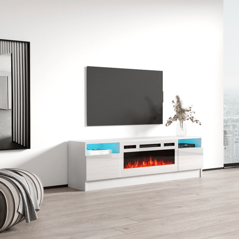 Duke 01 WH-EF Fireplace TV Stand - Meble Furniture