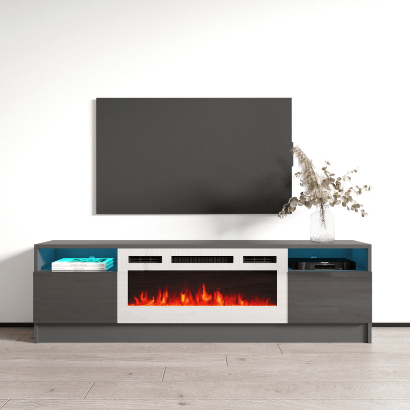 Duke 01 WH-EF Electric Fireplace 63" TV Stand - Meble Furniture