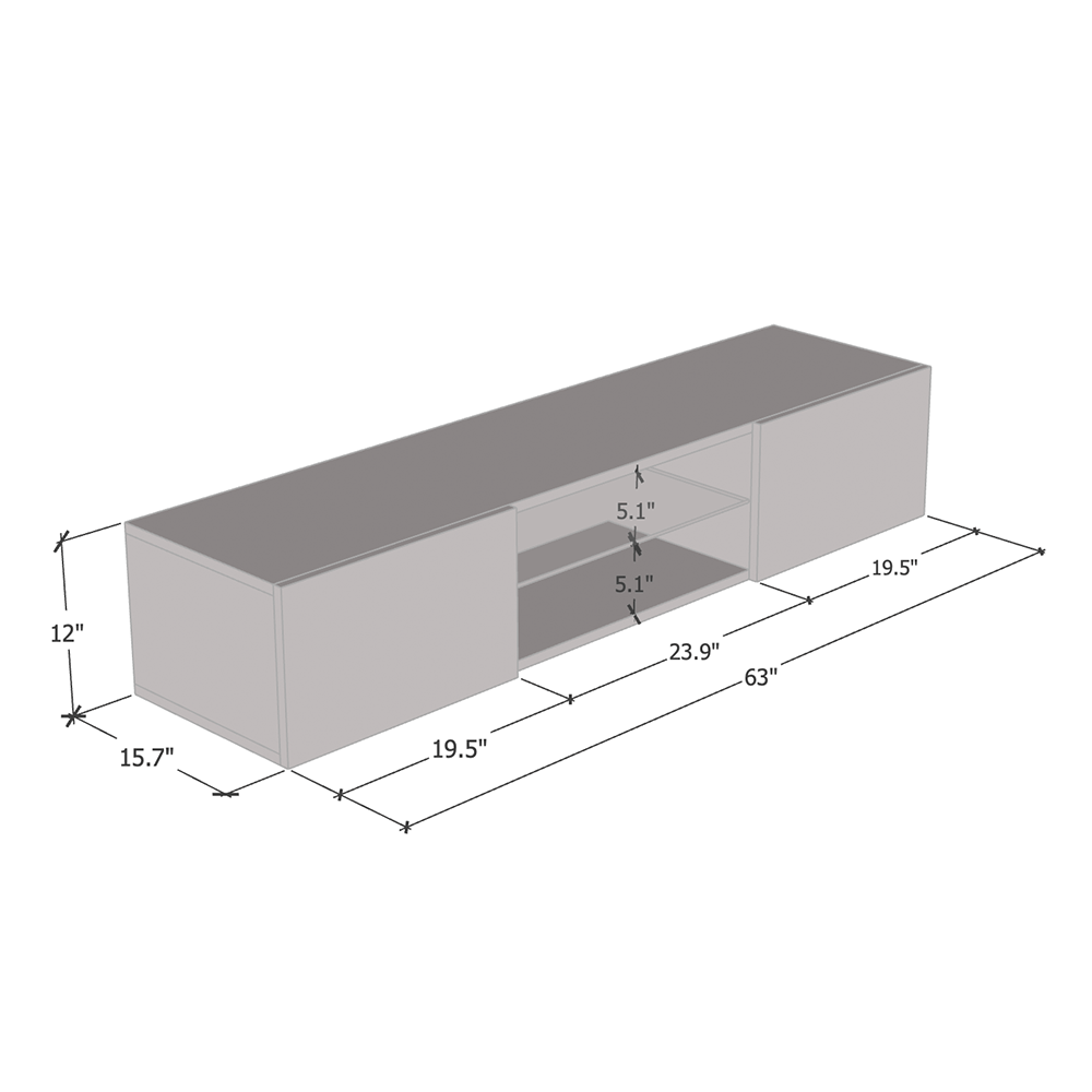 Fly Type-33 Wall Mounted Floating 63" TV Stand - Meble Furniture
