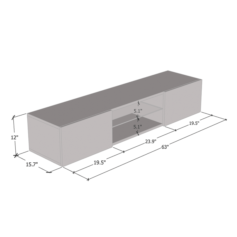Fly Type-33 Wall Mounted Floating 63" TV Stand - Meble Furniture