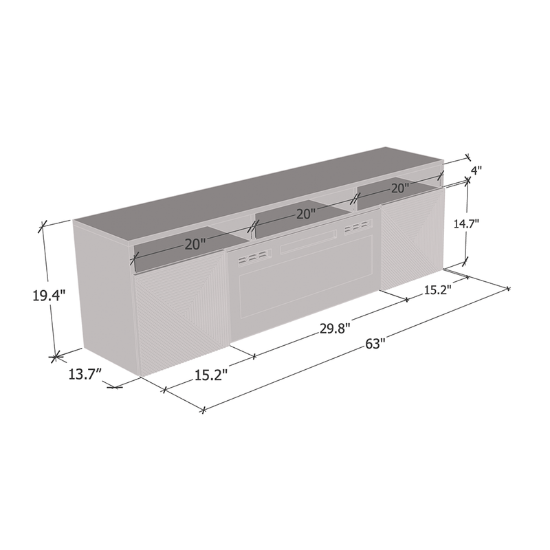 Giza WH-EF Wall Mounted Electric Fireplace 63" TV Stand - Meble Furniture