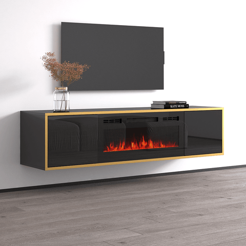 Goldie BL EF Floating Fireplace TV Stand Meble Furniture