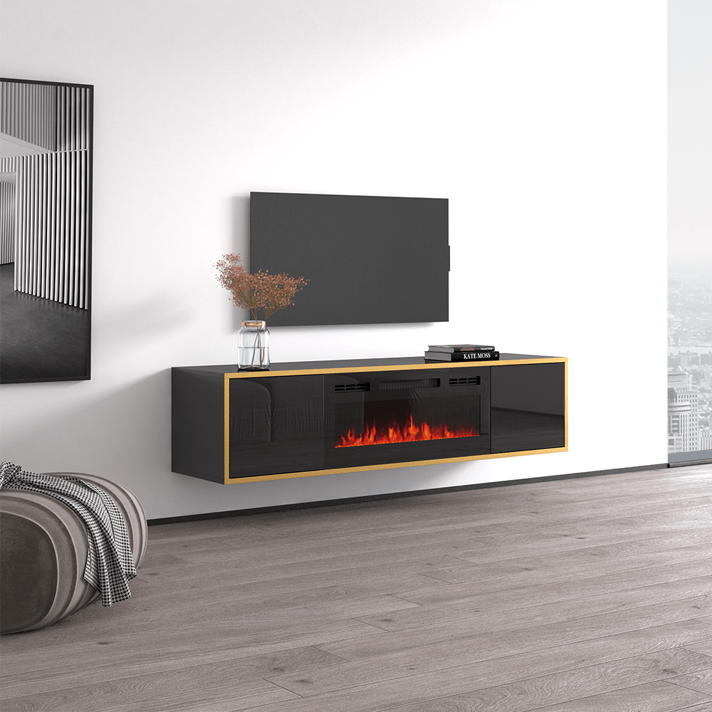Goldie BL EF Floating Fireplace TV Stand Meble Furniture