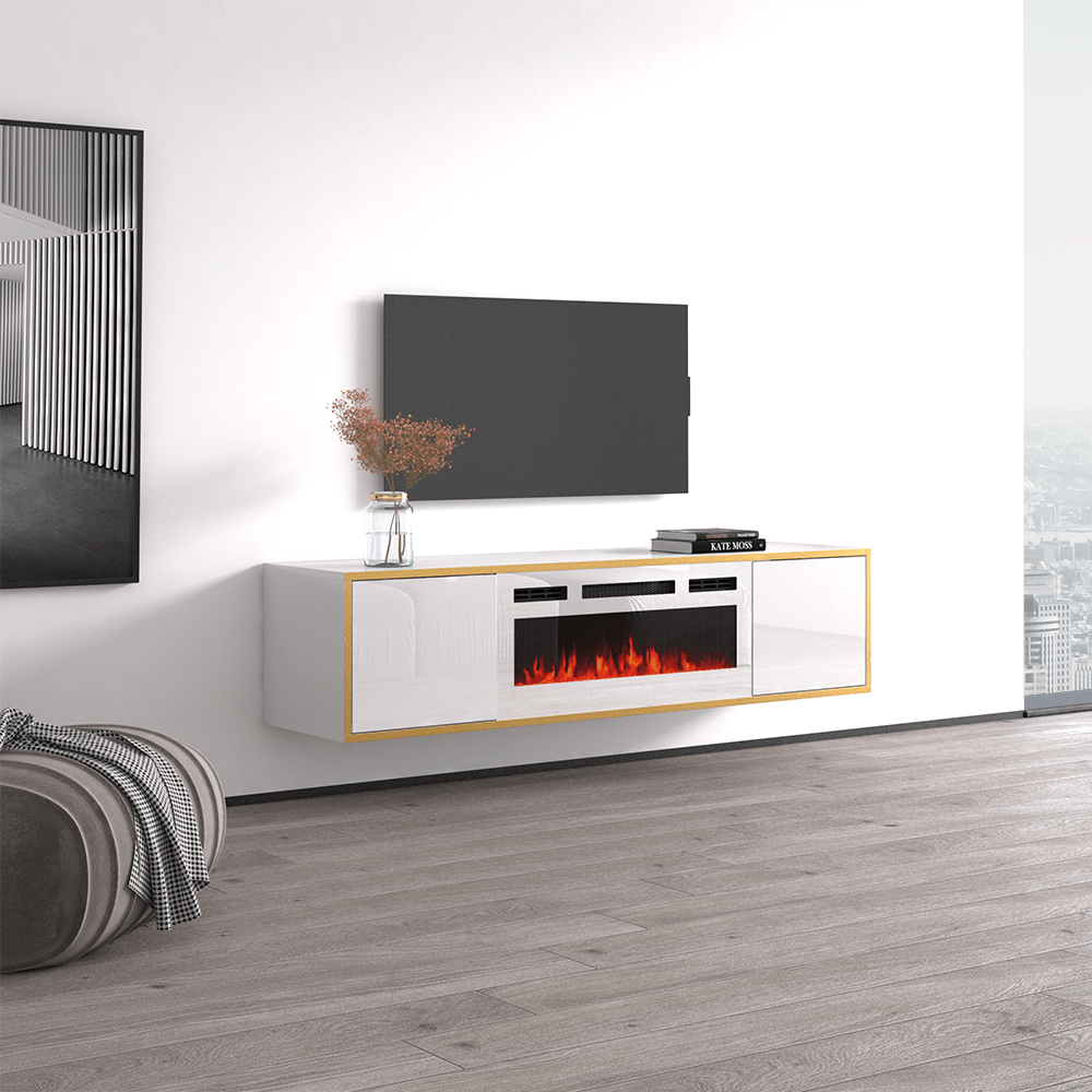 Goldie WH EF Floating Fireplace TV Stand Meble Furniture