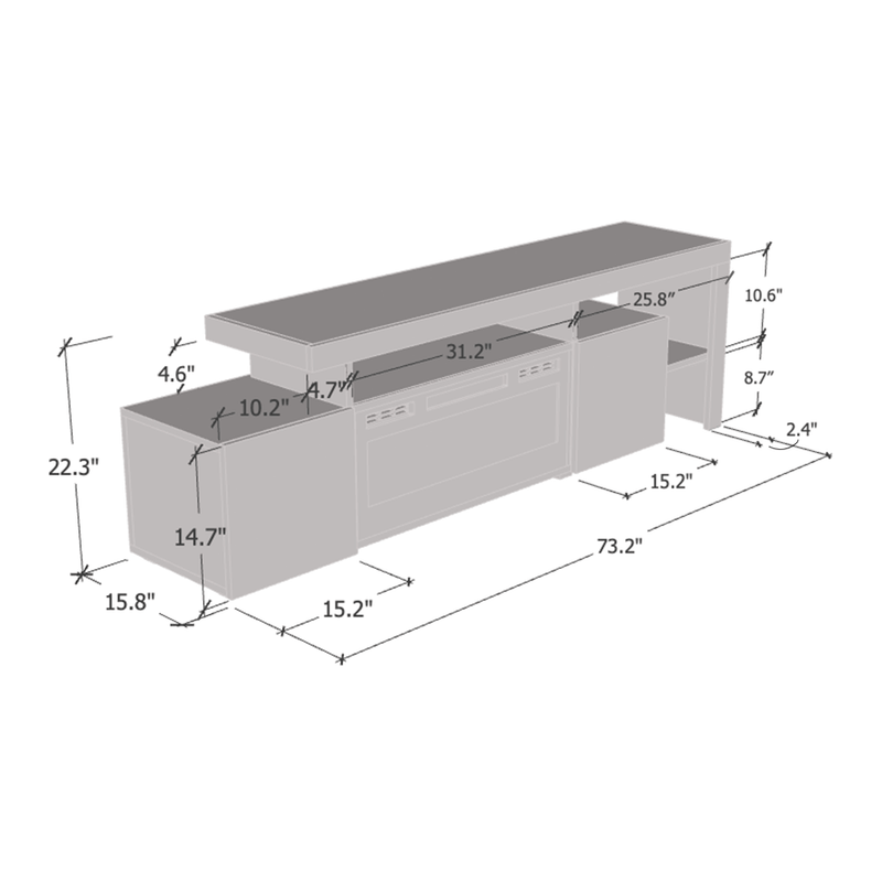 Inferno WH-EF Electric Fireplace 73" TV Stand - Meble Furniture