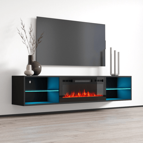 Lima BL EF Floating Fireplace TV Stand Meble Furniture