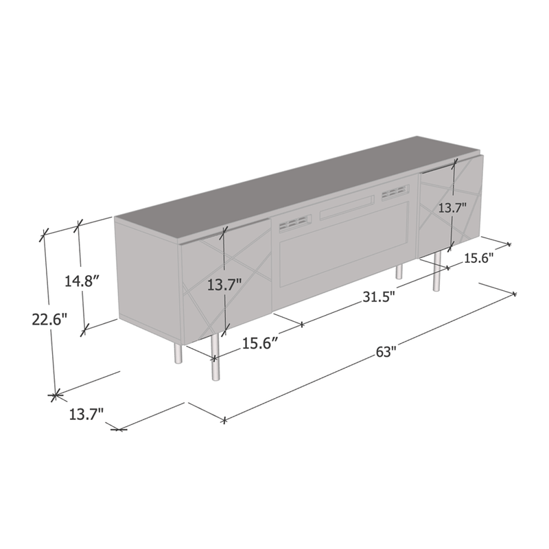 London WH-EF Electric Fireplace 63" TV Stand - Meble Furniture