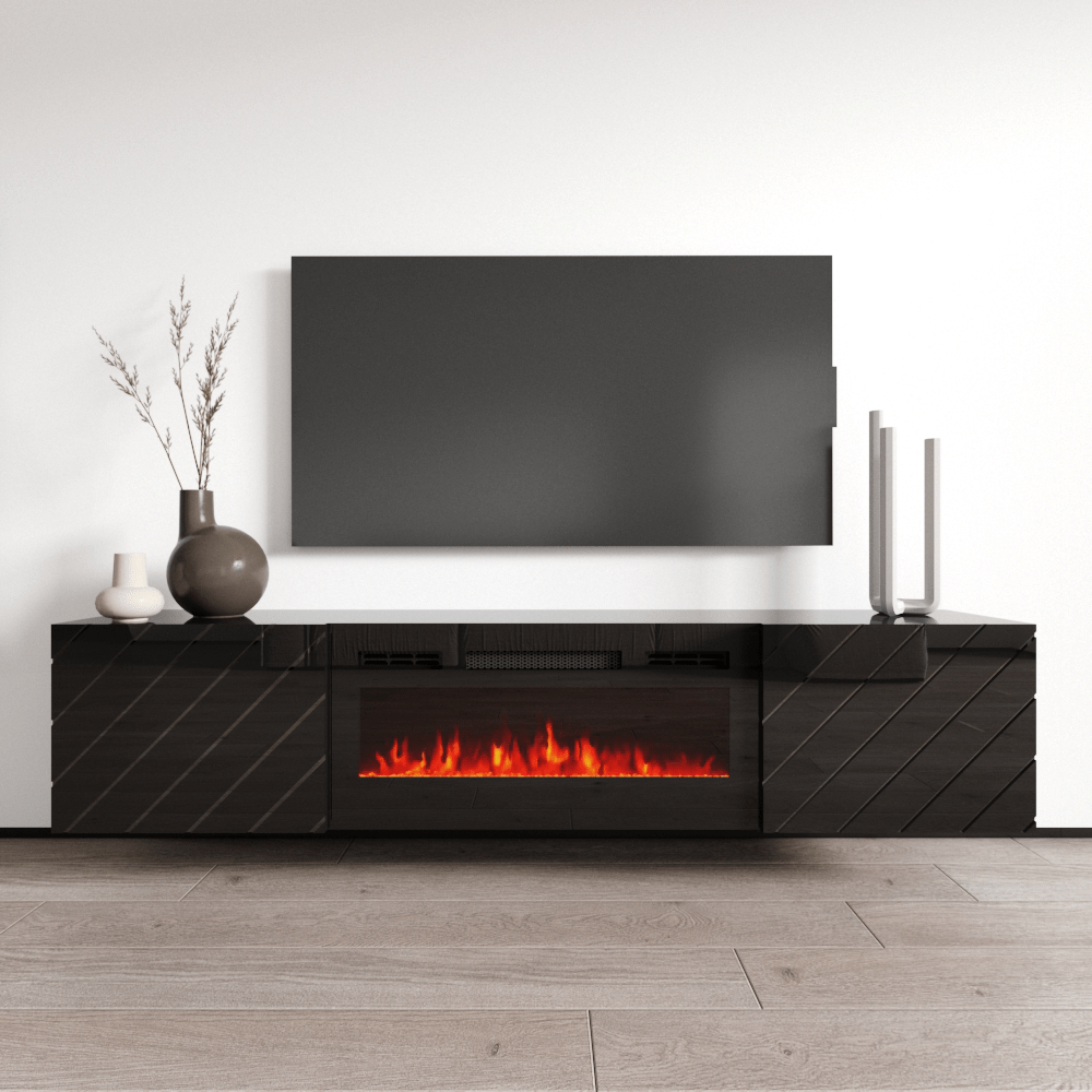 Luxe Bl Ef Floating Fireplace Tv Stand