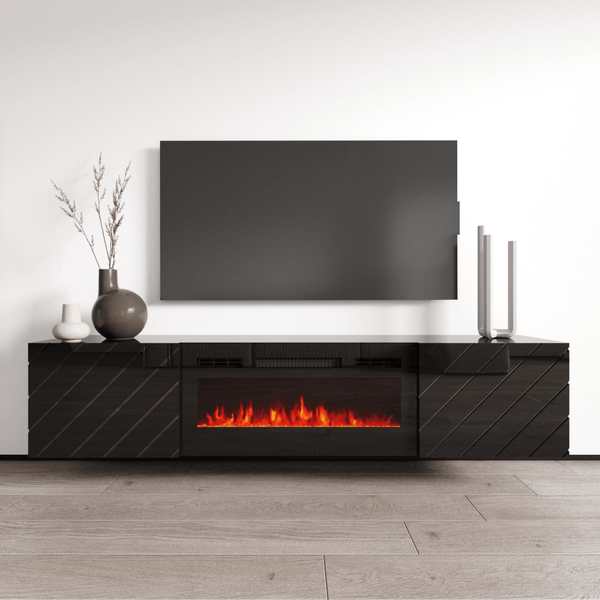 Luxe BL EF Floating Fireplace TV Stand Meble Furniture