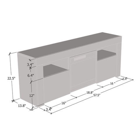 Milano 145EF Fireplace TV Stand Meble Furniture
