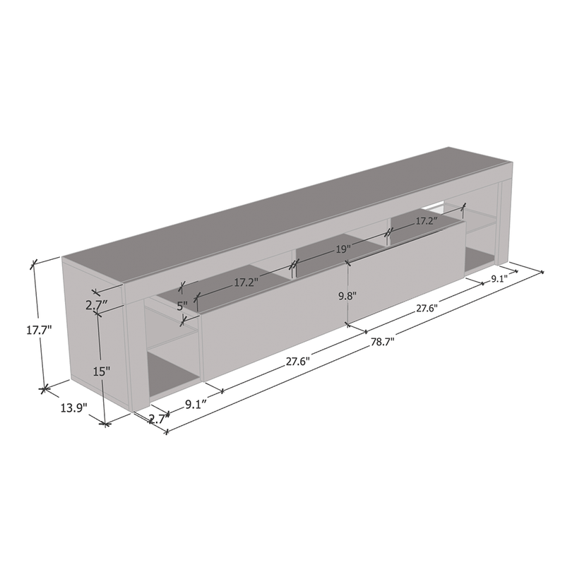 Milano 200 Wall Mounted Floating 79" TV Stand - Meble Furniture