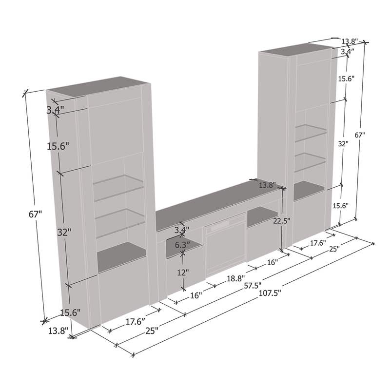 Milano Set 145EF-BK-BK Electric Fireplace Entertainment Center - Meble Furniture