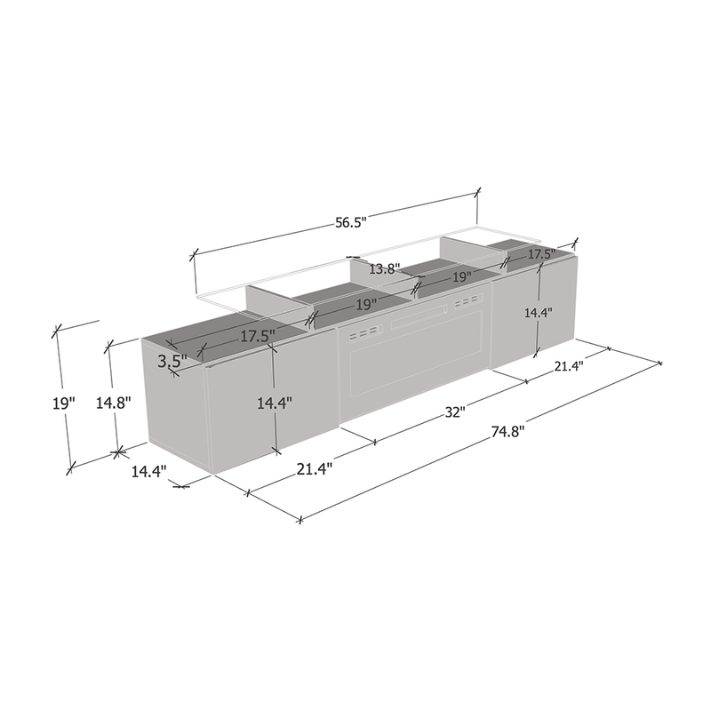 Rova WH-EF Electric Fireplace 75" TV Stand - Meble Furniture
