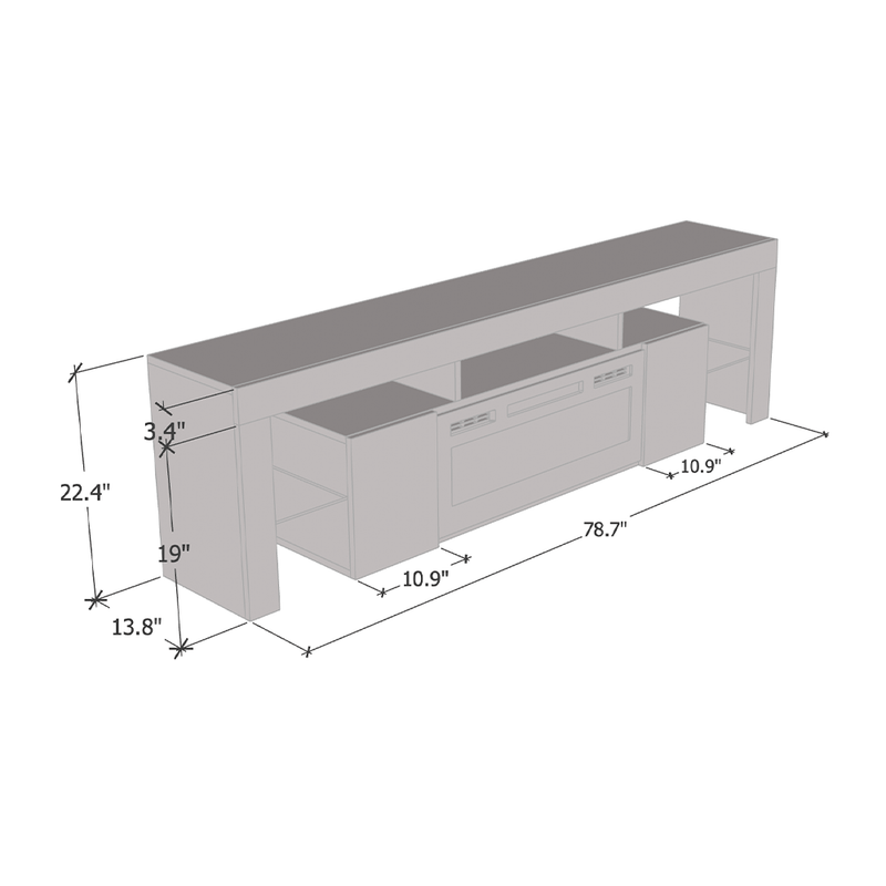 Soleo BL-EF Electric Fireplace 79" TV Stand - Meble Furniture
