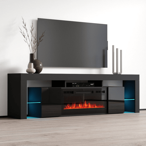 Tv stand with fireplace for 85 inch online tv