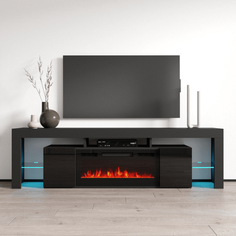 Soleo BL-EF Electric Fireplace 79" TV Stand - Meble Furniture