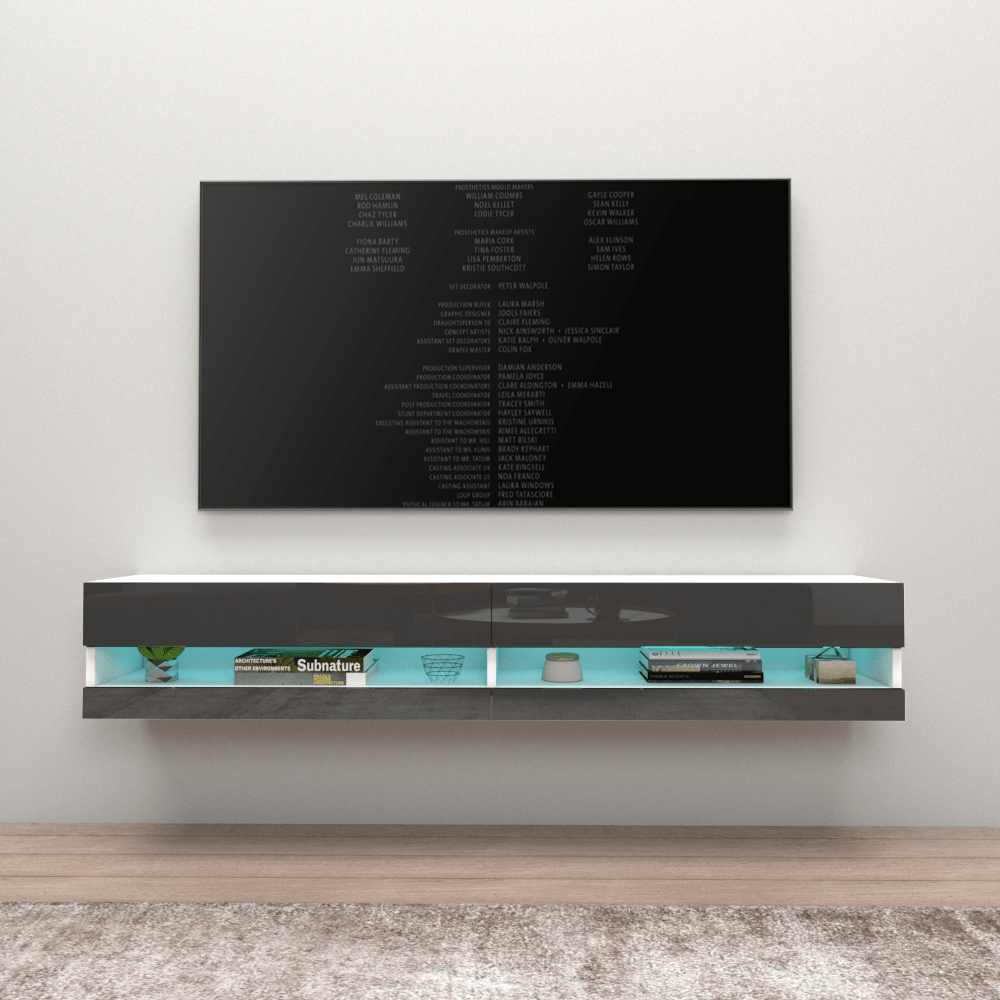 Gray Floating TV Stand Modern Wall Mount Entertainment Center