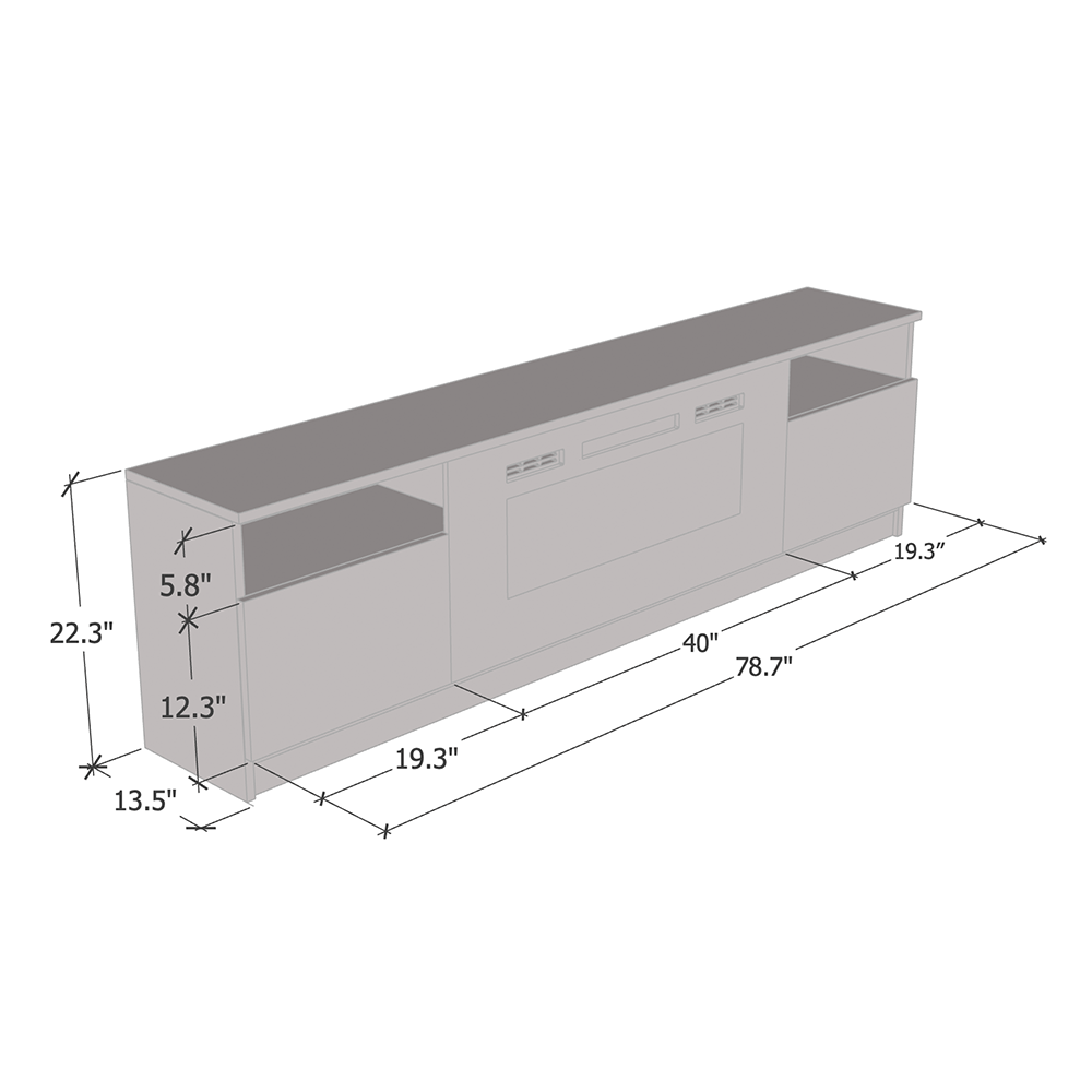 York WH02 Electric Fireplace 79" TV Stand - Meble Furniture