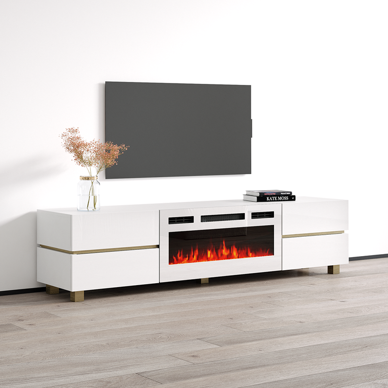 Bono 01 WH-EF Fireplace TV Stand - Meble Furniture